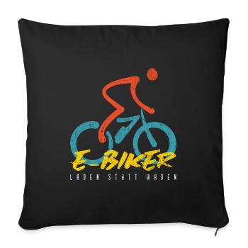 E-biker charging instead of calves - climate protection, green electricity - Sofa pillowcase 17,3'' x 17,3'' (45 x 45 cm) - black - Front