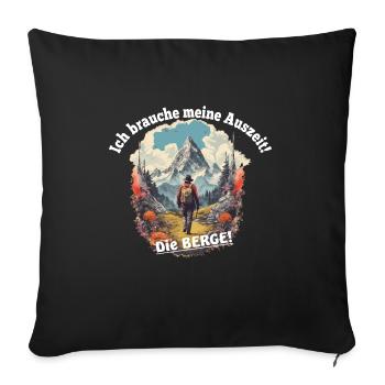 Wandern Auszeit in der Natur und den Bergen - Sofakissenbezug 45 x 45 cm - Schwarz - Vorne