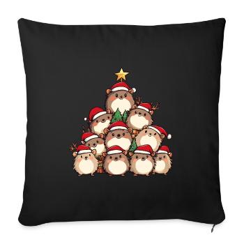 Igel Weihnachten Christbaum - Sofakissenbezug 45 x 45 cm - Schwarz - Vorne