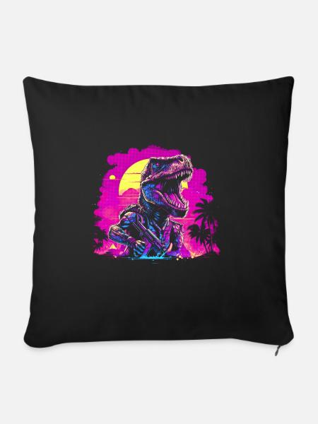 Cyber-T-Rex - Sofakissenbezug 45 x 45 cm - Schwarz