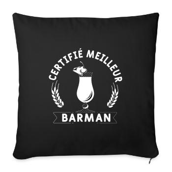 Certifié meilleur barman du monde - Housse de coussin décorative 45 x 45 cm - noir - Devant