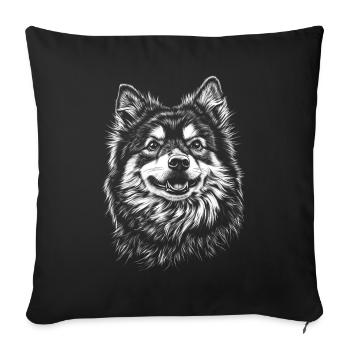 Finnish Lapphund Portrait Dog Dog - Sofa pillowcase 17,3'' x 17,3'' (45 x 45 cm) - black - Front