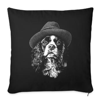 Cavalier King Charles Spaniel Hat Chien - Housse de coussin décorative 45 x 45 cm - noir - Devant