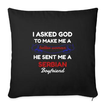 Cadeau copine | Ami serbe Serbie - Housse de coussin décorative 45 x 45 cm - noir - Devant