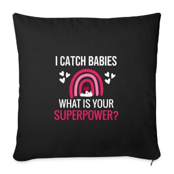 Cadeau de sage-femme | Femme sage-femme obstétricienne - Housse de coussin décorative 45 x 45 cm - noir - Devant