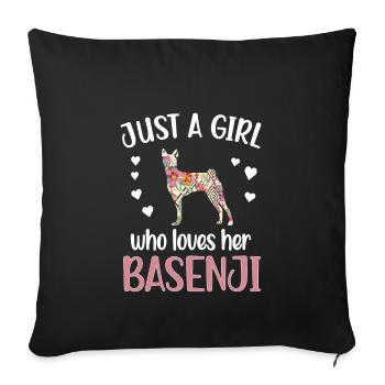 Basenji girl Basenji lover Basenji mom - Sofa pillowcase 17,3'' x 17,3'' (45 x 45 cm) - black - Front