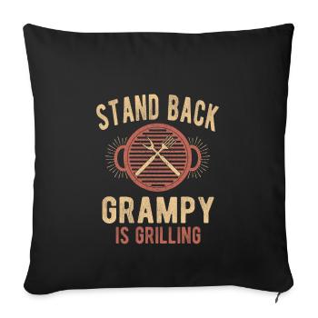 Grampy papy grill maître barbecue BBQ Barbecue Grampy grand-père - Housse de coussin décorative 45 x 45 cm - noir - Devant