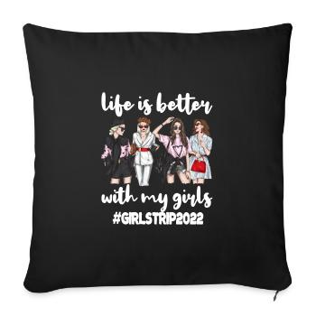 Vacances entre filles Voyage 2022 girls week-end - Housse de coussin décorative 45 x 45 cm - noir - Devant