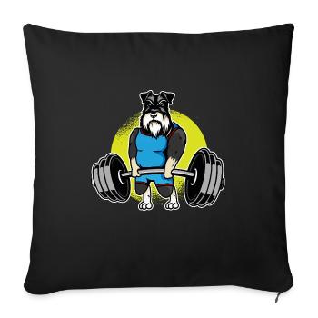 Schnauzer miniature Haltérophilie I Soulevé de terre - Housse de coussin décorative 45 x 45 cm - noir - Devant