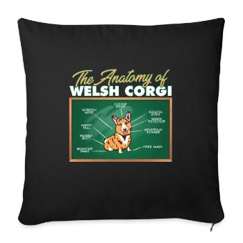 Anatomie d’un Corgi Ier gallois Drôle de Corgi - Housse de coussin décorative 45 x 45 cm - noir - Devant