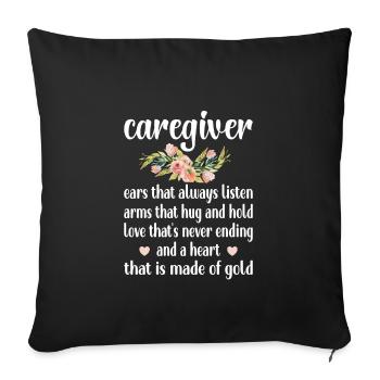 Cadeau de soignant aidant - Housse de coussin décorative 45 x 45 cm - noir - Devant