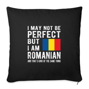 Fier drapeau roumain roumain d'origine roumaine - Housse de coussin décorative 45 x 45 cm - noir - Devant