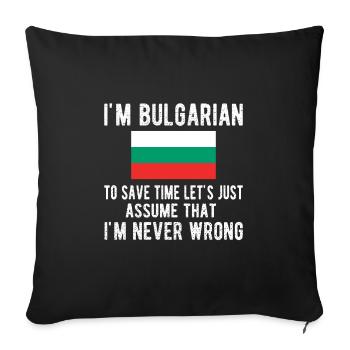 Bulgarie Bulgarie Origine Drapeau bulgare - Housse de coussin décorative 45 x 45 cm - noir - Devant