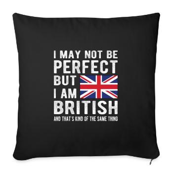 Drapeau britannique De la Grande-Bretagne Origine britannique - Housse de coussin décorative 45 x 45 cm - noir - Devant