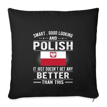 Pole Poland Flag Polish origin Roots Poland - Sofa pillowcase 17,3'' x 17,3'' (45 x 45 cm) - black - Front