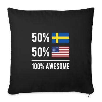 Moitié suédois moitié américain Usa Suède Drapeau - Housse de coussin décorative 45 x 45 cm - noir - Devant