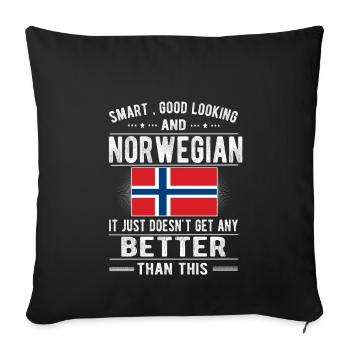 Norvège Norvégienne Drapeau Origine norvégienne - Housse de coussin décorative 45 x 45 cm - noir - Devant