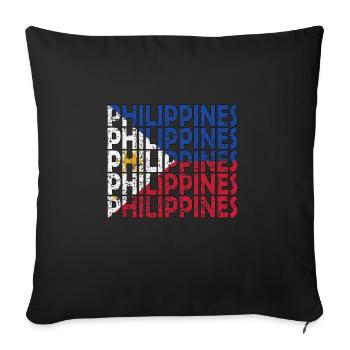 Fier drapeau philippin d’origine philippine - Housse de coussin décorative 45 x 45 cm - noir - Devant