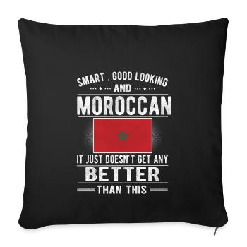 Maroc Maroc Drapeau d’origine marocaine - Housse de coussin décorative 45 x 45 cm - noir - Devant
