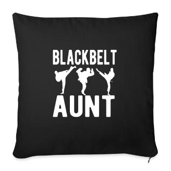 Ceinture noire tante de karaté fière tante de karaté - Housse de coussin décorative 45 x 45 cm - noir - Devant