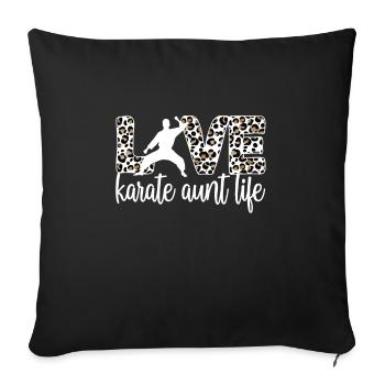 Meilleur cadeau de tante de karaté fière de tante de karaté - Housse de coussin décorative 45 x 45 cm - noir - Devant