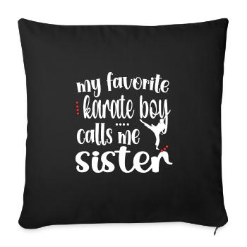 Cadeau de soeur de karaté fier de soeur de karaté - Housse de coussin décorative 45 x 45 cm - noir - Devant
