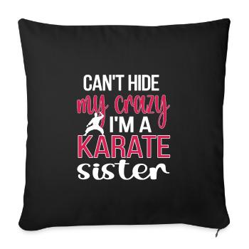 Cadeau de soeur de karaté fier de soeur de karaté - Housse de coussin décorative 45 x 45 cm - noir - Devant