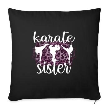 Cadeau de soeur de karaté fier de soeur de karaté - Housse de coussin décorative 45 x 45 cm - noir - Devant