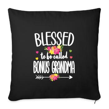 Meilleur bonus Grand-mère fière beau-mère cadeau - Housse de coussin décorative 45 x 45 cm - noir - Devant