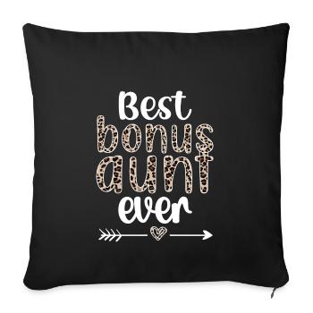 Meilleur bonus Tante Fière Belle-tante Cadeau - Housse de coussin décorative 45 x 45 cm - noir - Devant