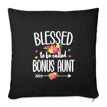 Meilleur bonus Tante Fière Belle-tante Cadeau - Housse de coussin décorative 45 x 45 cm - noir - Devant