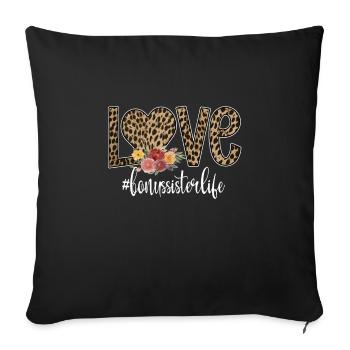 Bonus Sister Best Stepsister Gift - Sofa pillowcase 17,3'' x 17,3'' (45 x 45 cm) - black - Front