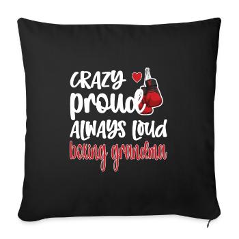 Boxoma fier boxe grand-mère boxeur grand-mère cadeau - Housse de coussin décorative 45 x 45 cm - noir - Devant