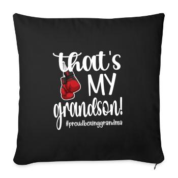 Boxoma fier boxe grand-mère boxeur grand-mère cadeau - Housse de coussin décorative 45 x 45 cm - noir - Devant