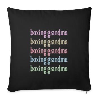 Boxoma fier boxe grand-mère boxeur grand-mère cadeau - Housse de coussin décorative 45 x 45 cm - noir - Devant