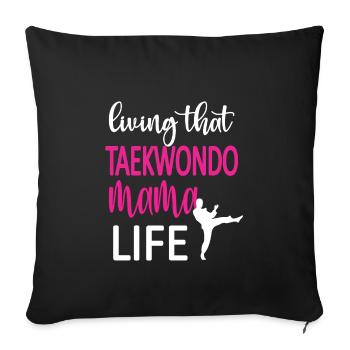 Fière Taekwondo Maman Taekwondo Mère Cadeau - Housse de coussin décorative 45 x 45 cm - noir - Devant