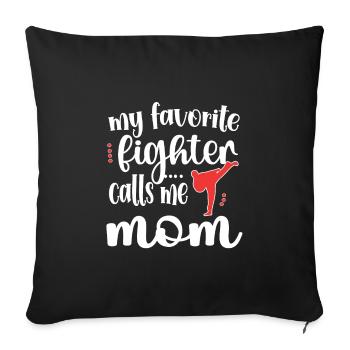 Fière Taekwondo Maman Taekwondo Mère Cadeau - Housse de coussin décorative 45 x 45 cm - noir - Devant
