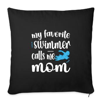 Natation Maman Cadeau Mère Nageuse Maman - Housse de coussin décorative 45 x 45 cm - noir - Devant