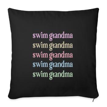 Fière natation Grand-mère Grand-mère Nageuse Grand-mère natation Grand-mère - Housse de coussin décorative 45 x 45 cm - noir - Devant