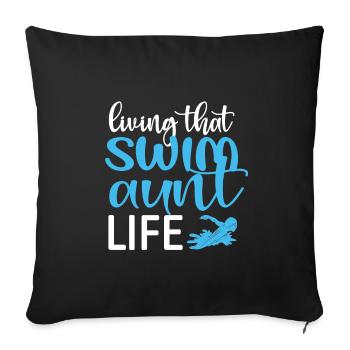 Proud Swimming Aunt Swimmer Swimming Aunt - Sofa pillowcase 17,3'' x 17,3'' (45 x 45 cm) - black - Front