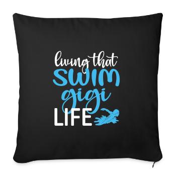 Proud Swimming Gigi Swimmer Gigi Grandma Gift - Sofa pillowcase 17,3'' x 17,3'' (45 x 45 cm) - black - Front