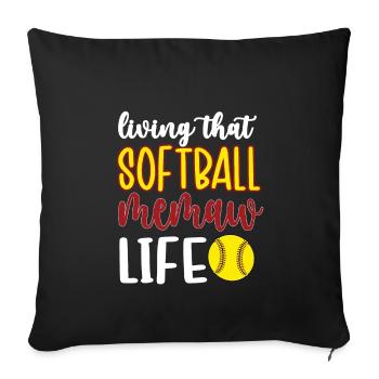 Memaw Grandma By Softball Player Softball Memaw - Sofa pillowcase 17,3'' x 17,3'' (45 x 45 cm) - black - Front