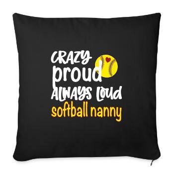 Nounou Grand-mère Par Joueur de Softball Softball Nounou - Housse de coussin décorative 45 x 45 cm - noir - Devant