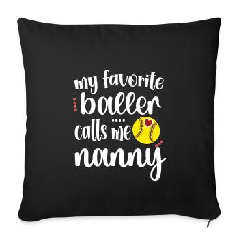Nounou Mamie De Joueur De Softball Nounou De Softball - Housse de coussin décorative 45 x 45 cm - noir - Devant