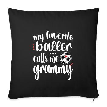 Grammy Grand-mère de joueur de football Grammy - Housse de coussin décorative 45 x 45 cm - noir - Devant