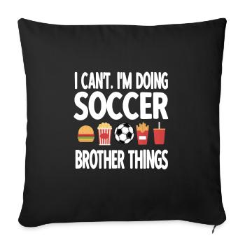 Proud football brother of a football player - Sofa pillowcase 17,3'' x 17,3'' (45 x 45 cm) - black - Front