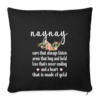 Naynay Grand-mère Cadeau de fête des mères Naynay Grand-mère - Housse de coussin décorative 45 x 45 cm - noir - Devant