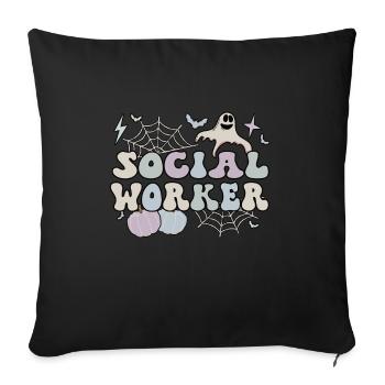 Cadeaux de travailleurs sociaux d’Halloween pour les travailleurs sociaux - Housse de coussin décorative 45 x 45 cm - noir - Devant