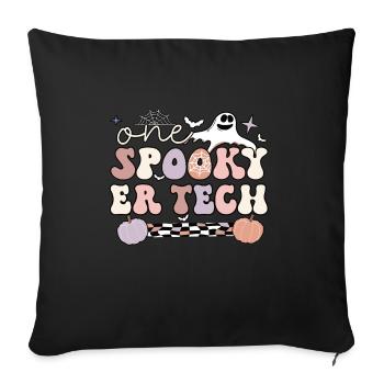 ER Tech Halloween Cadeau de technicien de salle d’urgence - Housse de coussin décorative 45 x 45 cm - noir - Devant