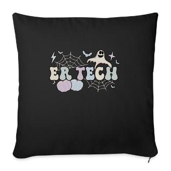 ER Tech Halloween Cadeau de technicien de salle d’urgence - Housse de coussin décorative 45 x 45 cm - noir - Devant